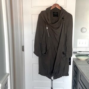 All Saints Draped Thigh-Length Utility Coat